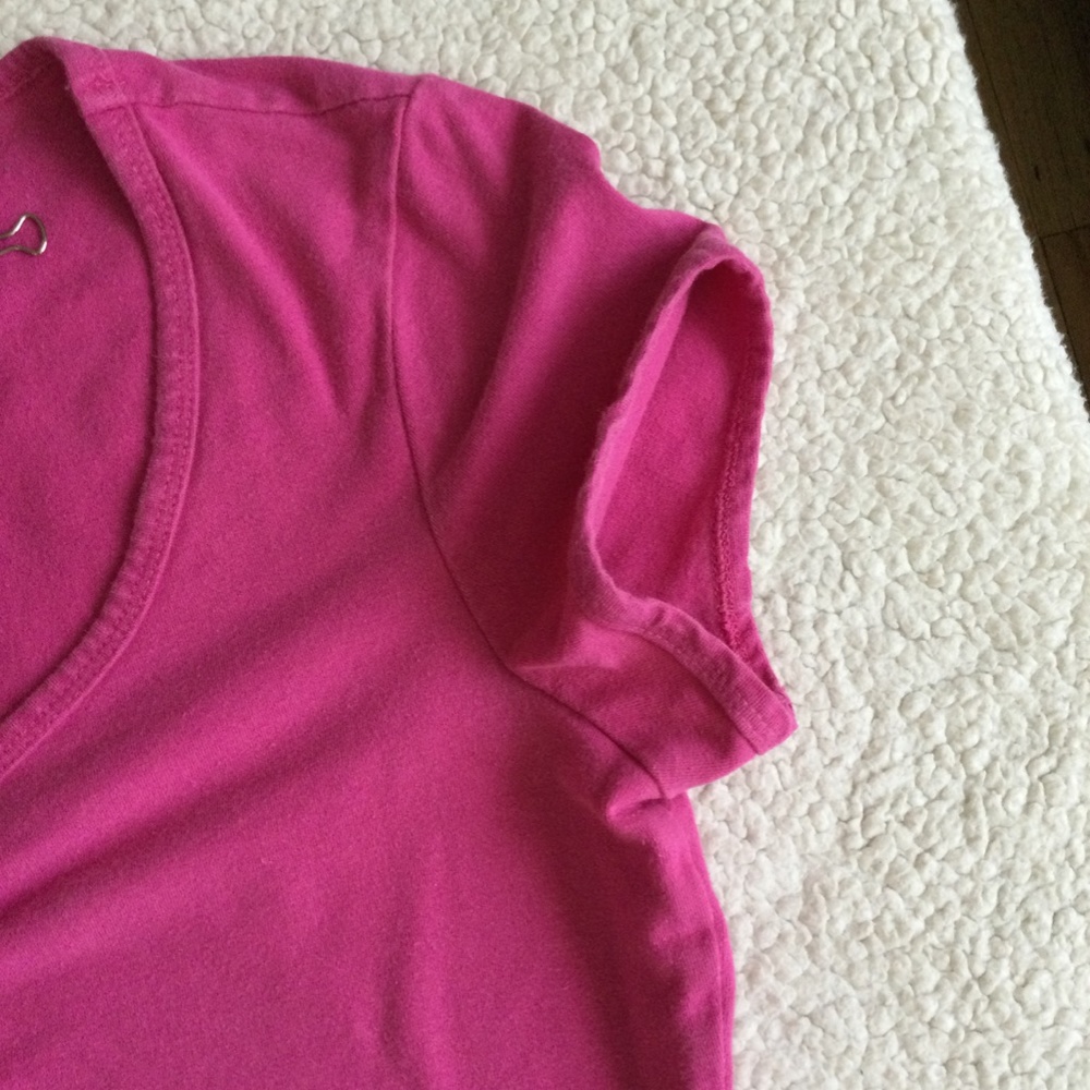 Vintage NY & Co Center Ruched Cinched V-neck Top Y2K Pink - Sz Medium - Picture 5 of 8